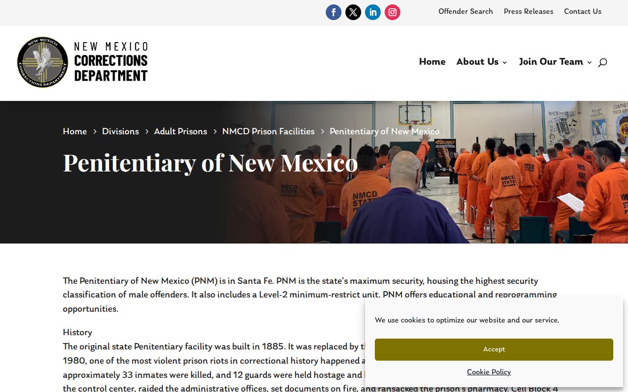 Penitentiary of New Mexico facility details and contacts