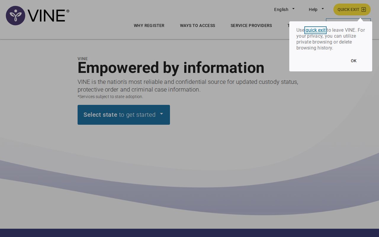 Santa Fe County VINELink inmate search New Mexico selection screen